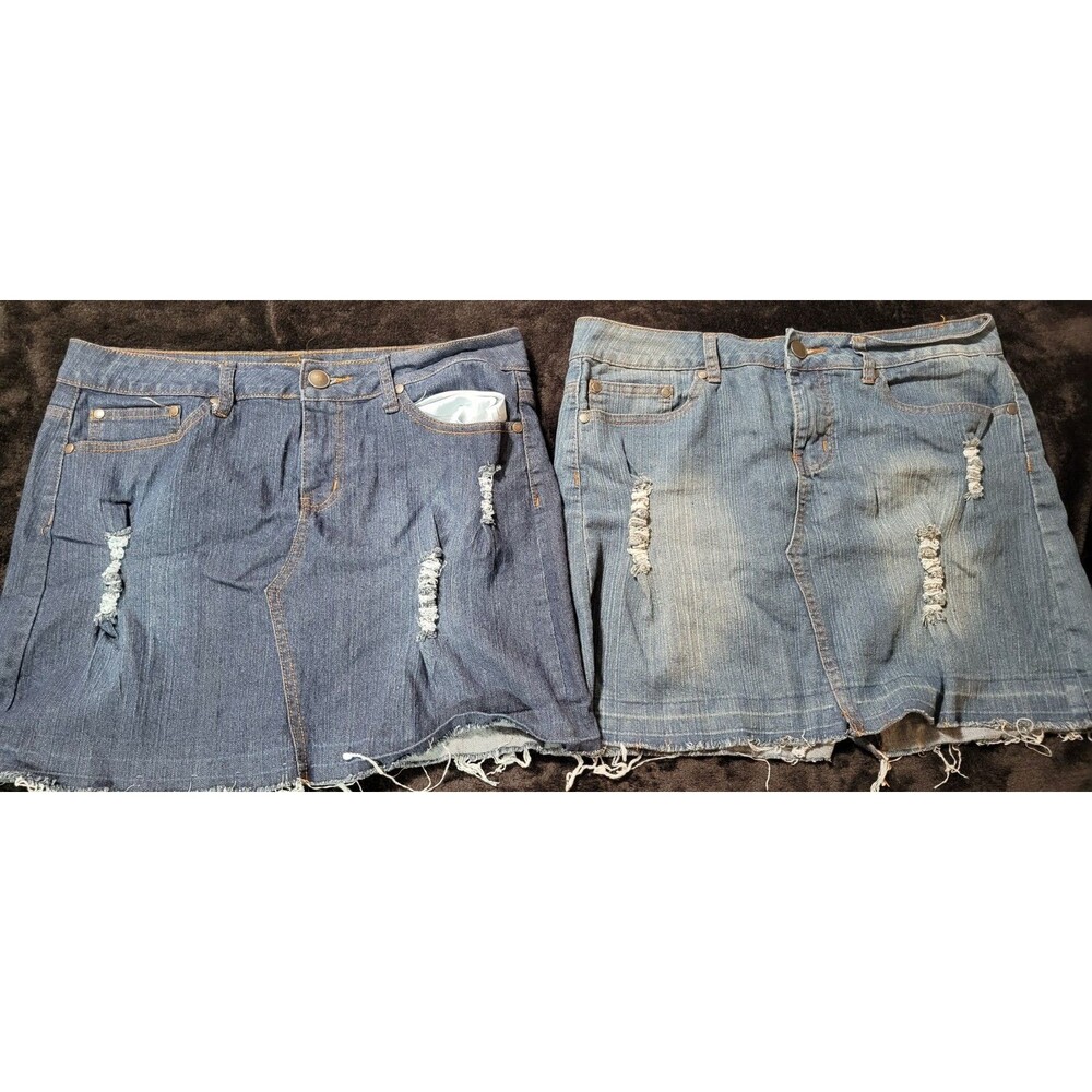 Lot Of 2 Hype Jean Skirts Size 11 Cotton Blend